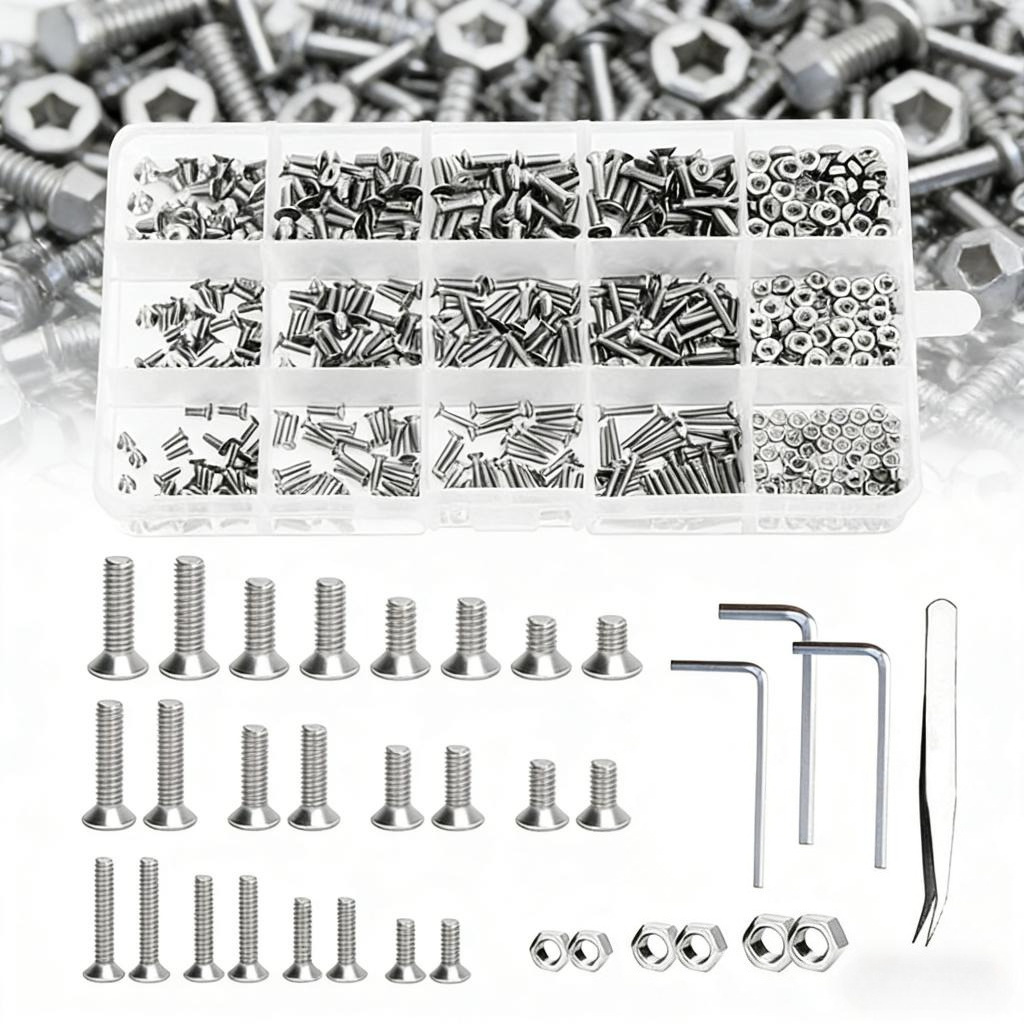 Main product image of Hex Socket Screw Assortment with Hex Key, Tweezers, Storage Box