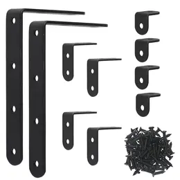 Product image of Black Corner Bracket Set, 46-Piece, 10 Brackets, 3 Sizes, 36 Screws