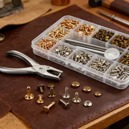 Product image of Hollow Rivet Set, 306 Pieces, 3 Colors, 3 Sizes, With Tool Set