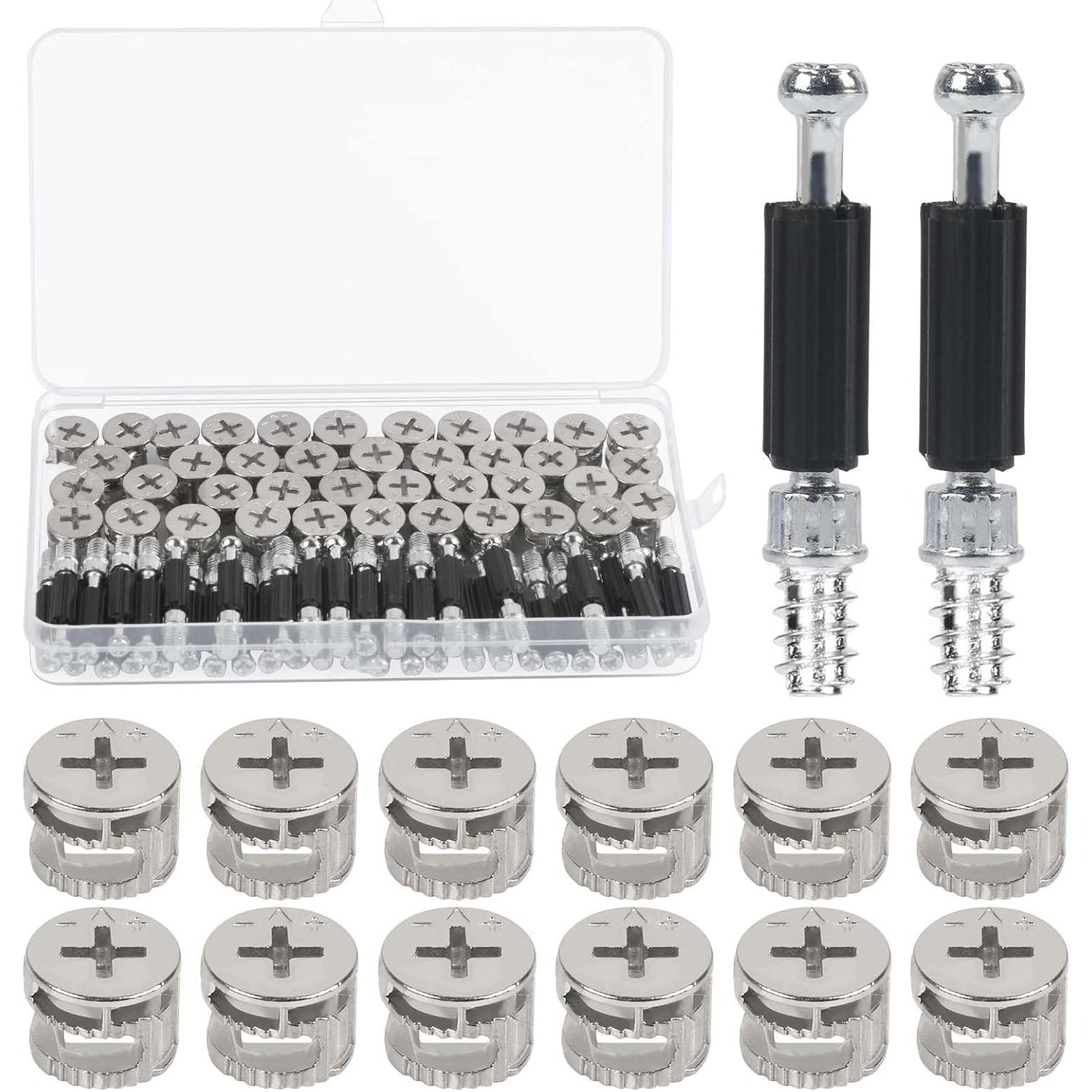 Main product image of 40-Piece M6 Eccentric Furniture Connector Set with Screw-In Anchors