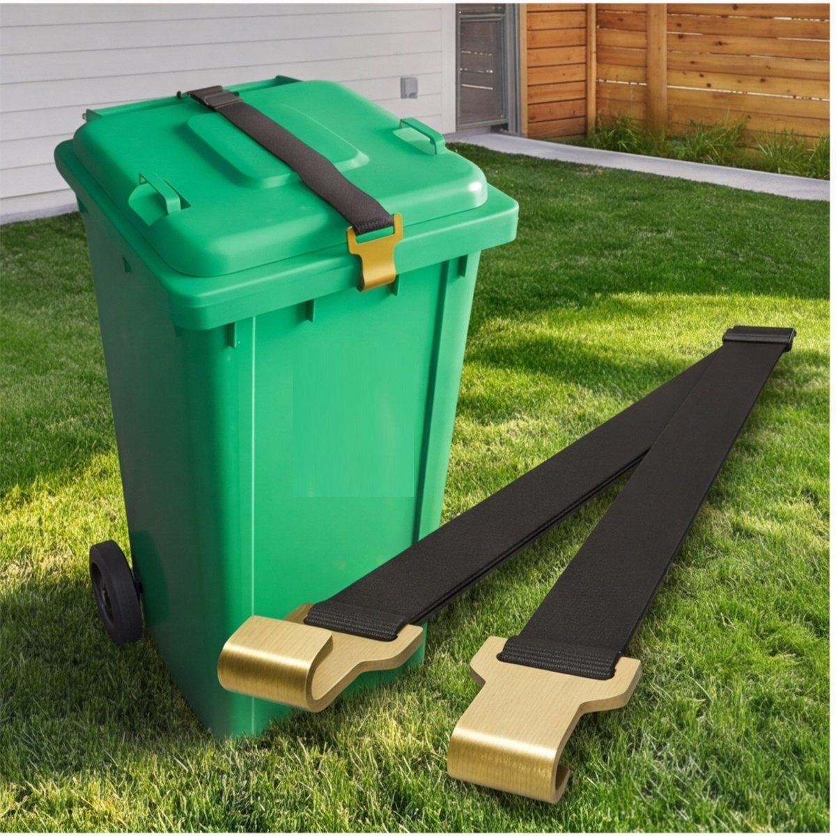Main product image of 2-Piece Adjustable Trash Can Lid Strap with Black Metal Buckle
