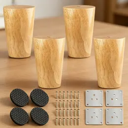 Product image of 4 Wooden Furniture Legs, Includes Mounting Plates, Screws, and Washers