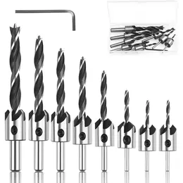 Product image of 10-Piece Interchangeable 90° Countersink Bit Set with Wood Drill Bits, Reamers, Case
