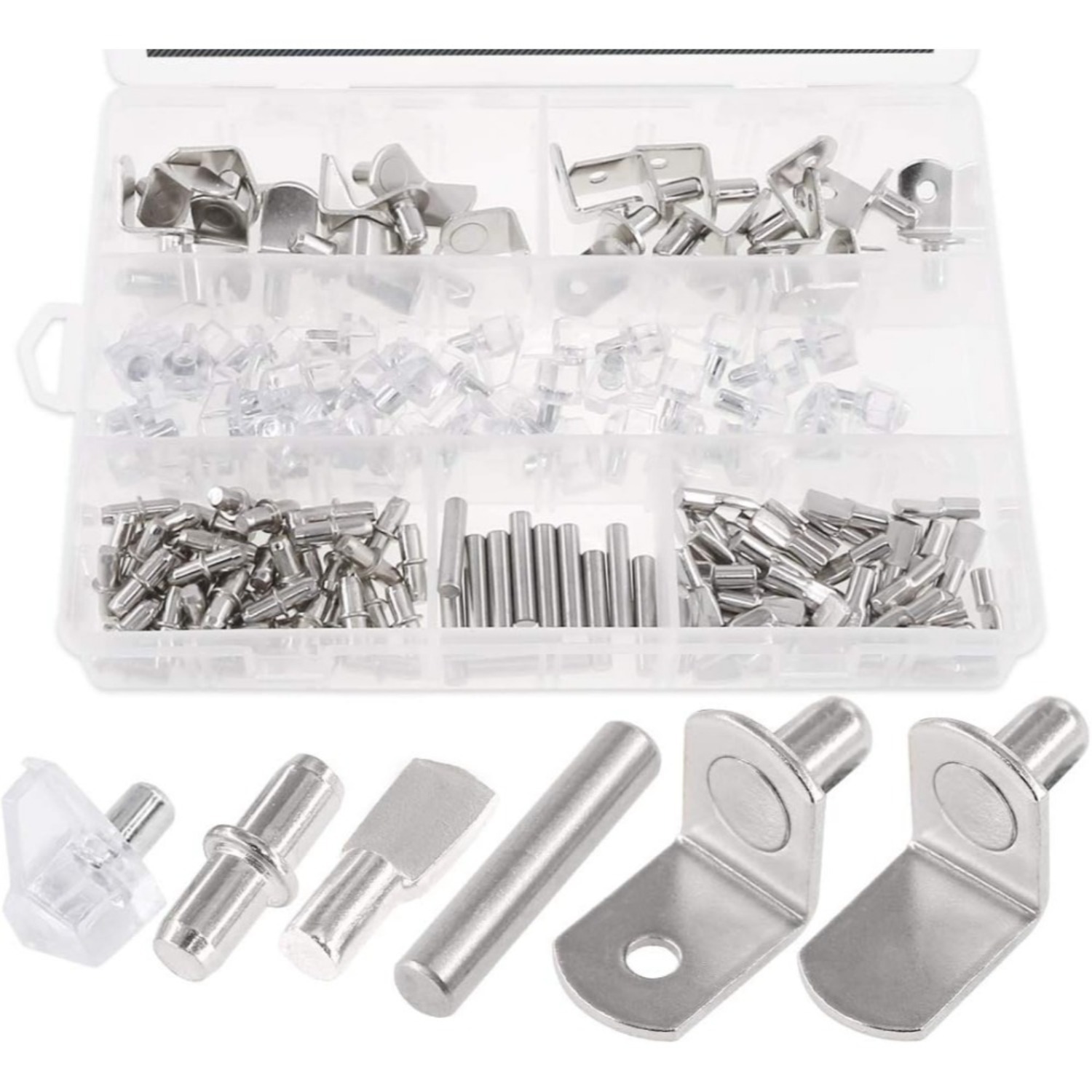 Main product image of 96-Piece Shelf Pin and L-Bracket Assortment, PVC, Spoon, Cylindrical