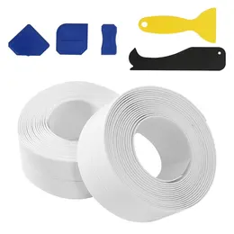 Product image of 2 Rolls Self-Adhesive Waterproof White Baseboard Tape, 5 Sealing Tools