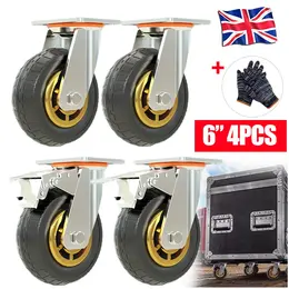Product image of 4-Pack 6 Inch Swivel Casters, 1650 lb Capacity, 2 With Brakes