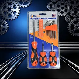 Product image of Screwdriver Set, Phillips, Flathead, Hex, 21-Piece