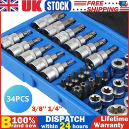 Product image of 34-Piece Torx Star Socket & Bit Set, Male & Female E/T Sockets with Case