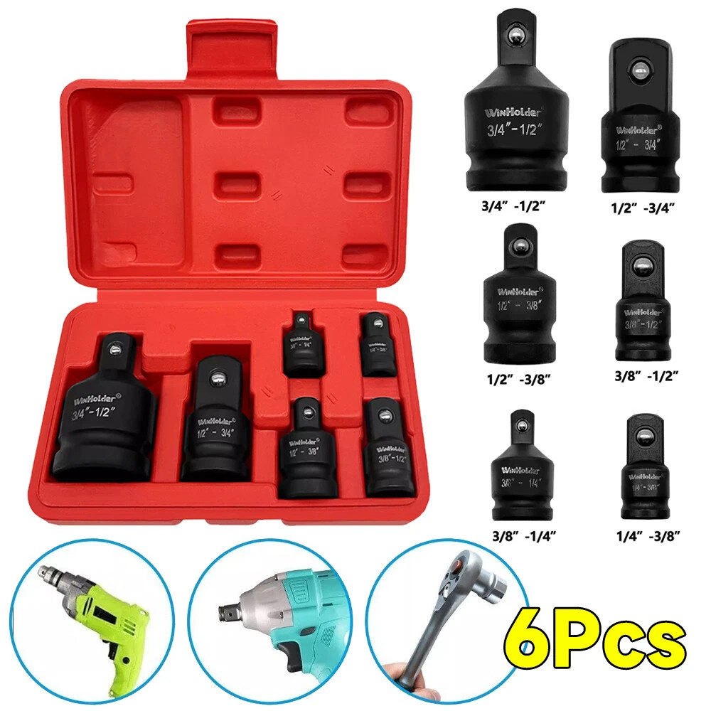 Main product image of 6-Piece Impact Socket Adapter & Reducer Set, 1/4, 3/8, 1/2, 3/4 Inch Drive
