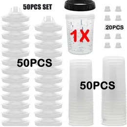 Product image of 50 Sets 20 oz Disposable Paint Spray Gun Cup Liners and Lids with Strainer