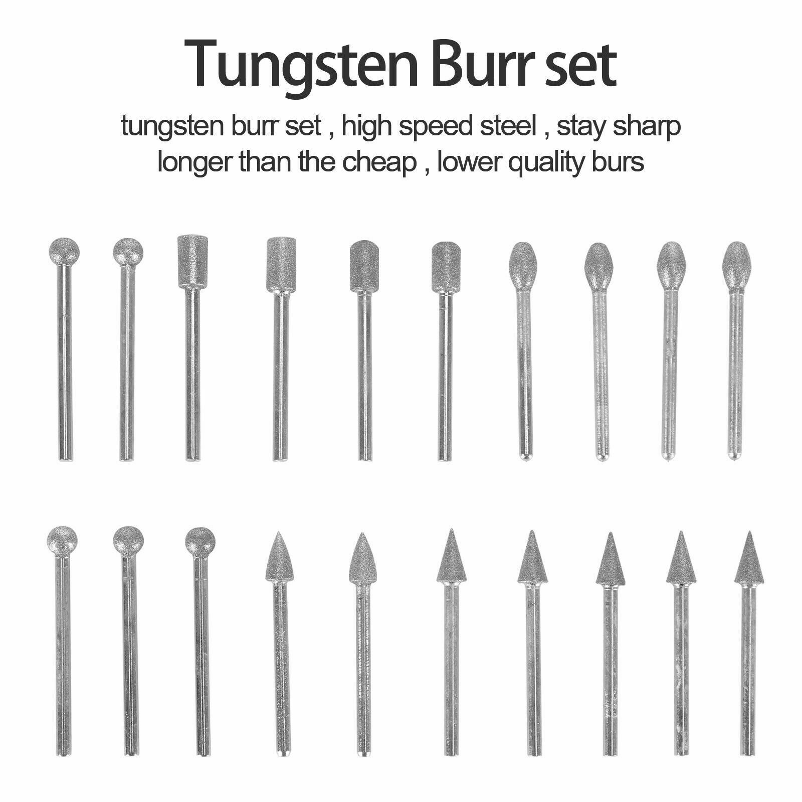 Main product image of 20-Piece Diamond Grinding Burrs Set, 3mm Shank for Rotary Tools