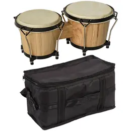 Product image of Wooden Bongo Drum Set, 7.75 Dia. & 7 Dia., with Tuning Wrench