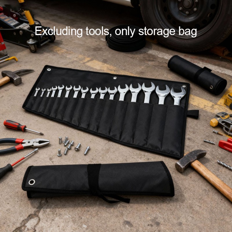 Main product image of Black 16-Pocket Roll-Up Wrench Tool Storage Bag