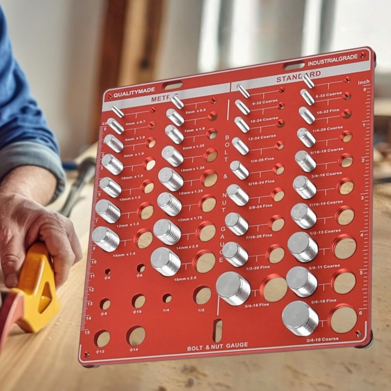 Main product image of Nut and Bolt Thread Size Identifier Board, 34 Metric & Inch