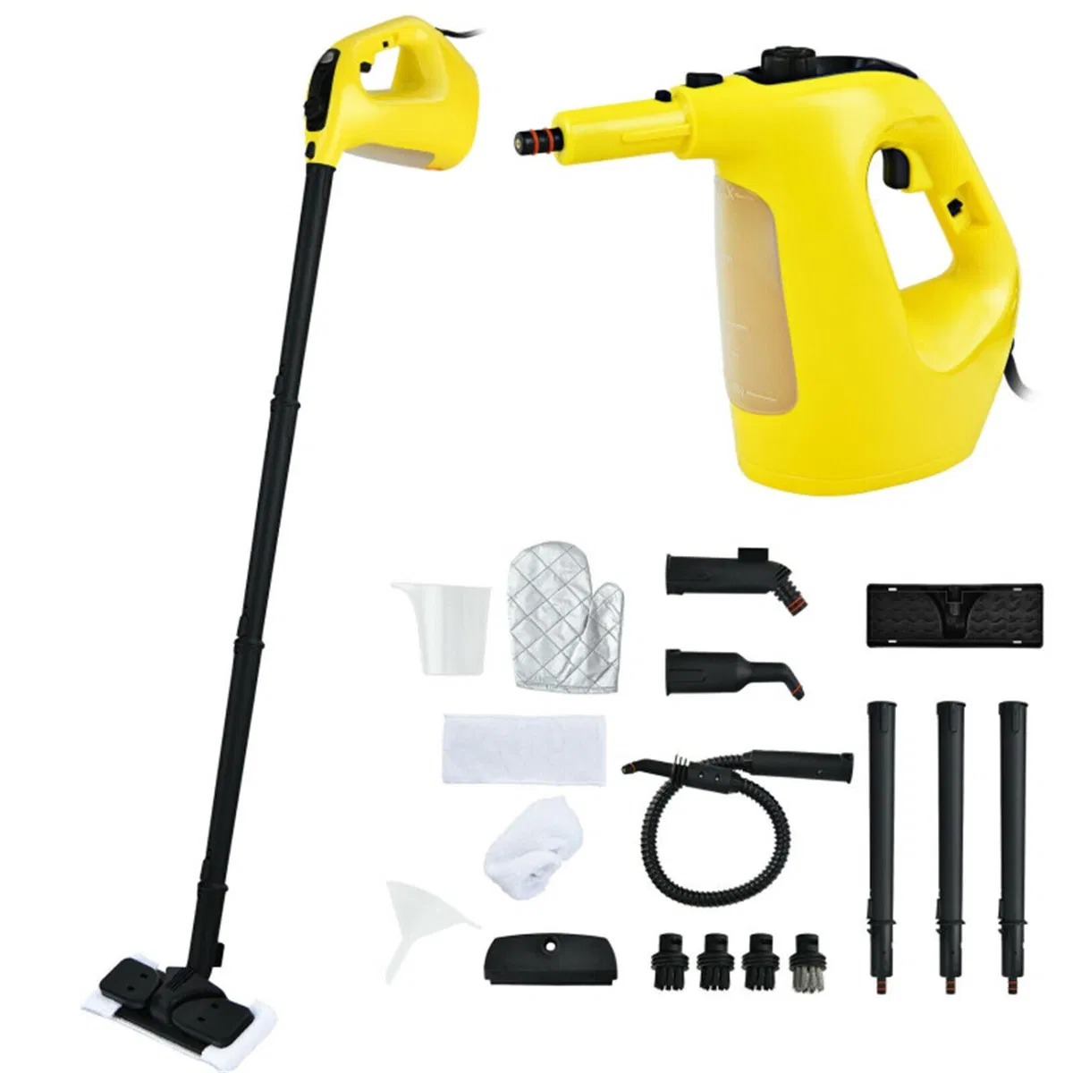 Main product image of 1400W Handheld Steam Cleaner, 14-Piece Accessory Kit, Yellow