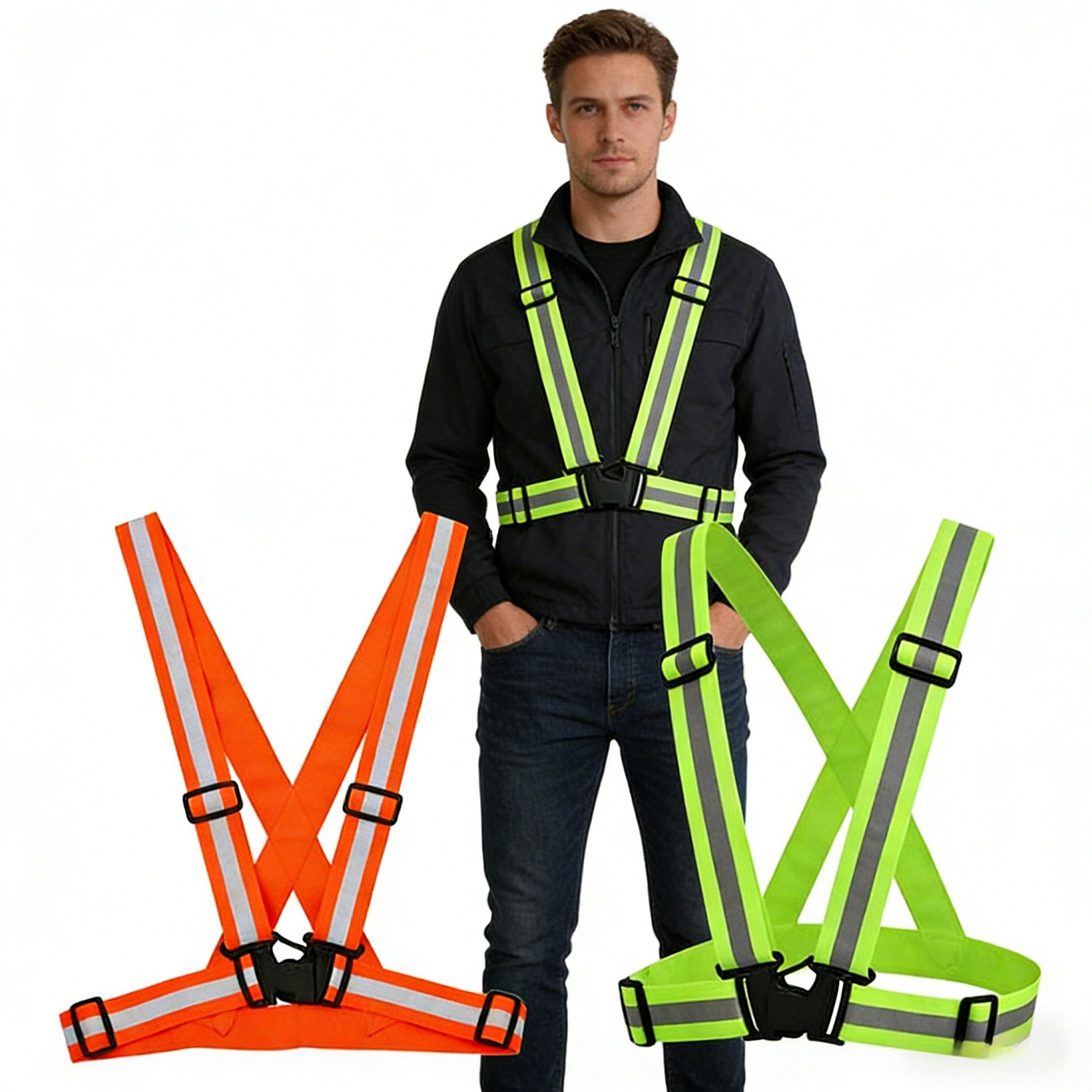 Main product image of High Visibility Construction Safety Vest, Green and Orange