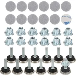 Product image of 12-Pack M6 x 33mm Height-Adjustable Furniture Levelers with Felt Pads
