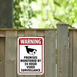 Product image of Metal Security Warning Sign for 24-Hour CCTV Video Monitoring