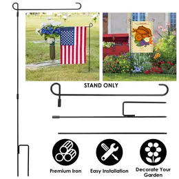 Product image of Wrought Iron Coated Garden Flag Stand, Weatherproof, 11.8x17.7in Flag Capacity