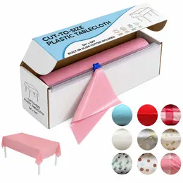 Product image of Disposable Waterproof Plastic Tablecloth Roll, 54 In x 98 Ft, With Cutter
