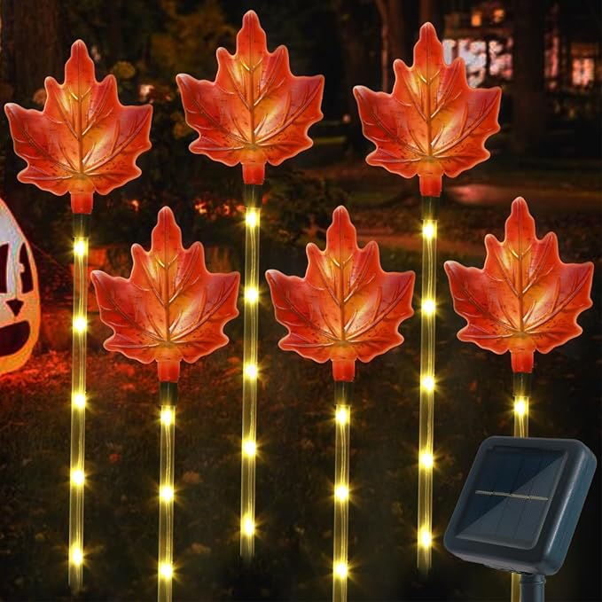 Main product image of 6-Pack Solar Maple Leaf Garden Stake Lights