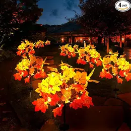 Product image of 4-Pack Solar Maple Leaf String Lights, 80 LED, Orange