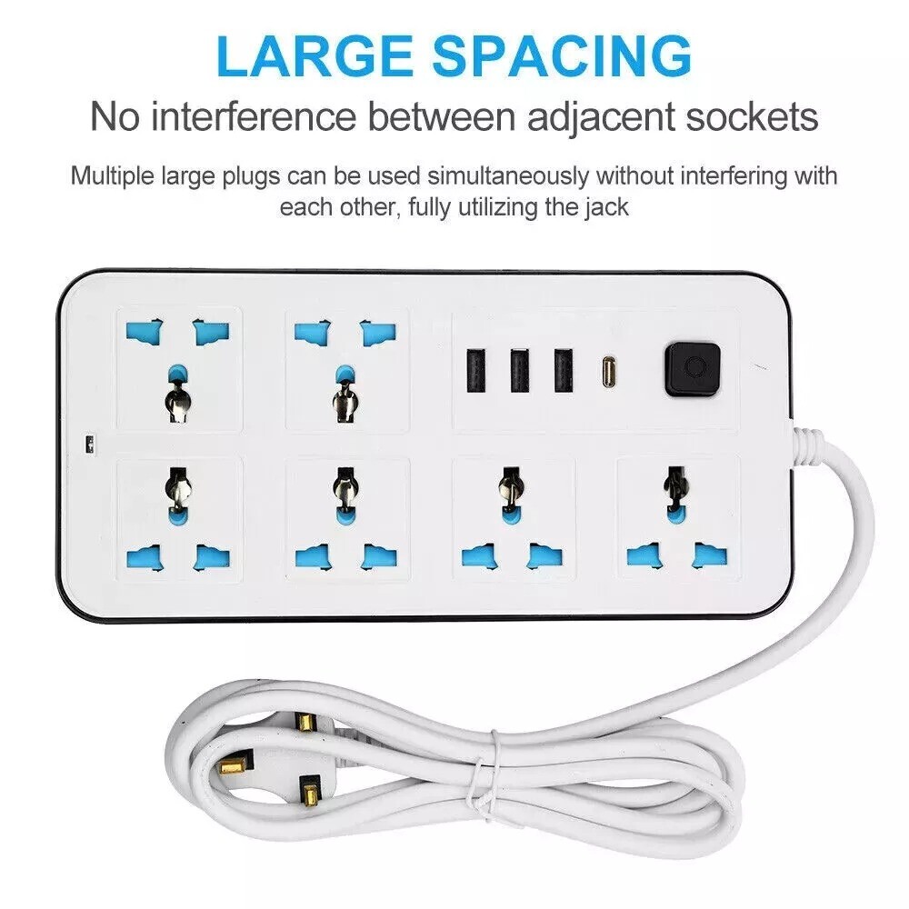 Main product image of 6-Outlet Power Extension Cord with 3 USB-A and 1 USB-C Ports