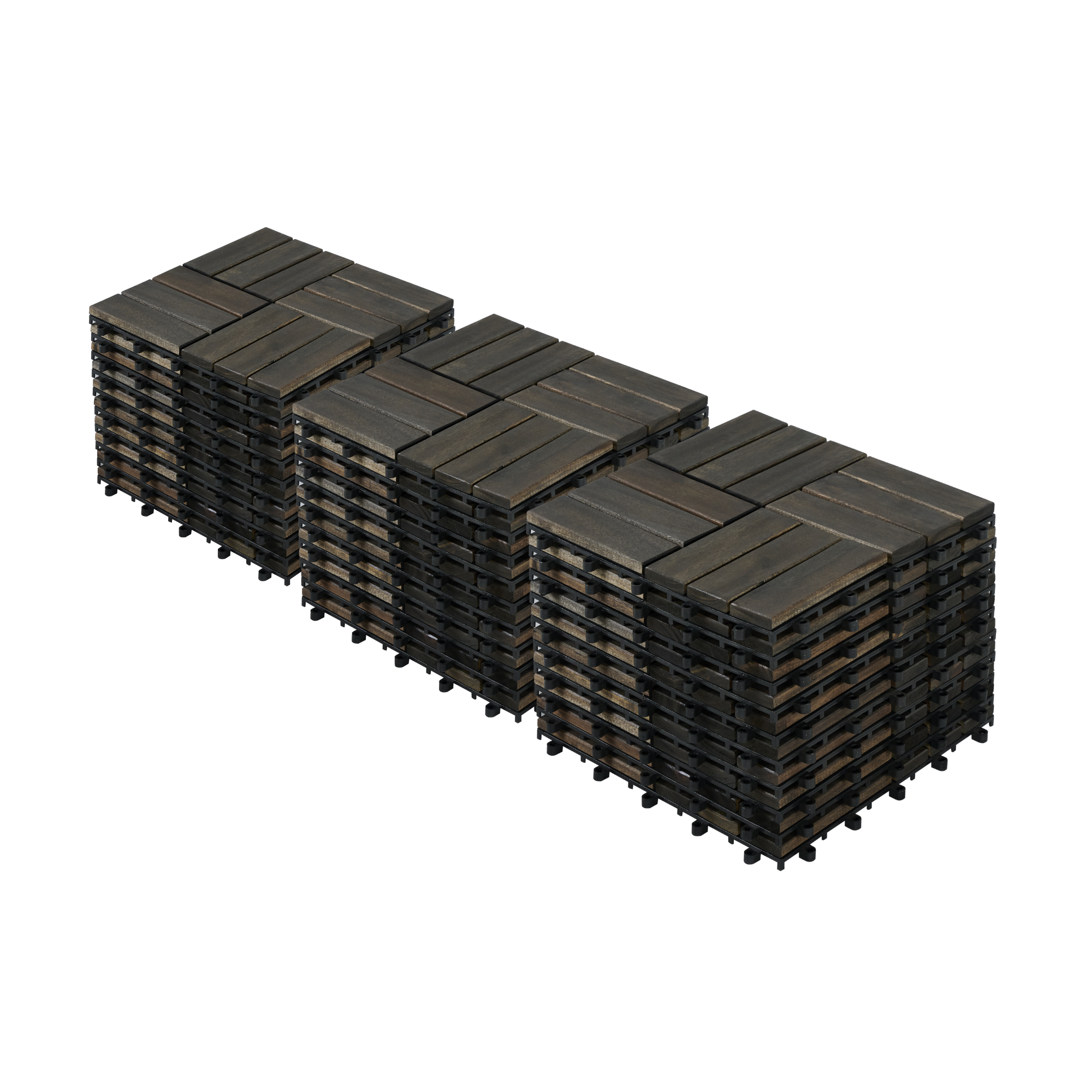 Main product image of Acacia Wood Interlocking Deck Tiles, Dark Brown, Checker Pattern, 30 PCS, 12 x 12 inch