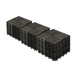 Product image of Acacia Wood Interlocking Deck Tiles, Dark Brown, Checker Pattern, 30 PCS, 12 x 12 inch