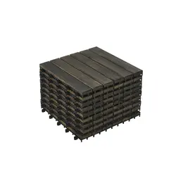 Product image of 10-Pack 12x12 inch Dark Brown Striped Acacia Interlocking Deck Tiles