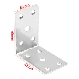 Product image of 50-Pack L-Shaped Angle Brackets for Wood and Steel, 65x65x40mm
