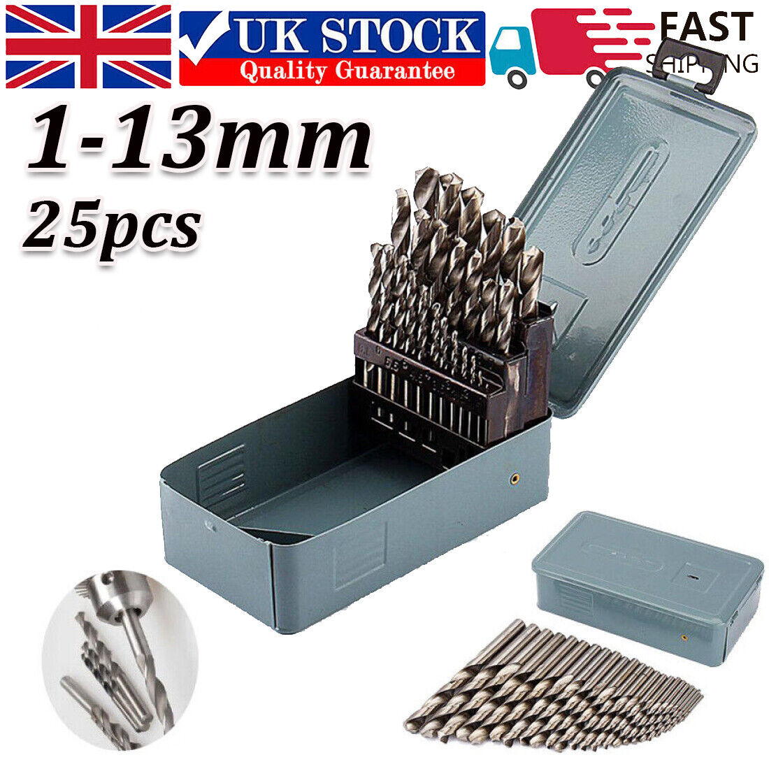 Main product image of 25 Piece HSS Metal Drill Bit Set 1mm-13mm High Speed Metric