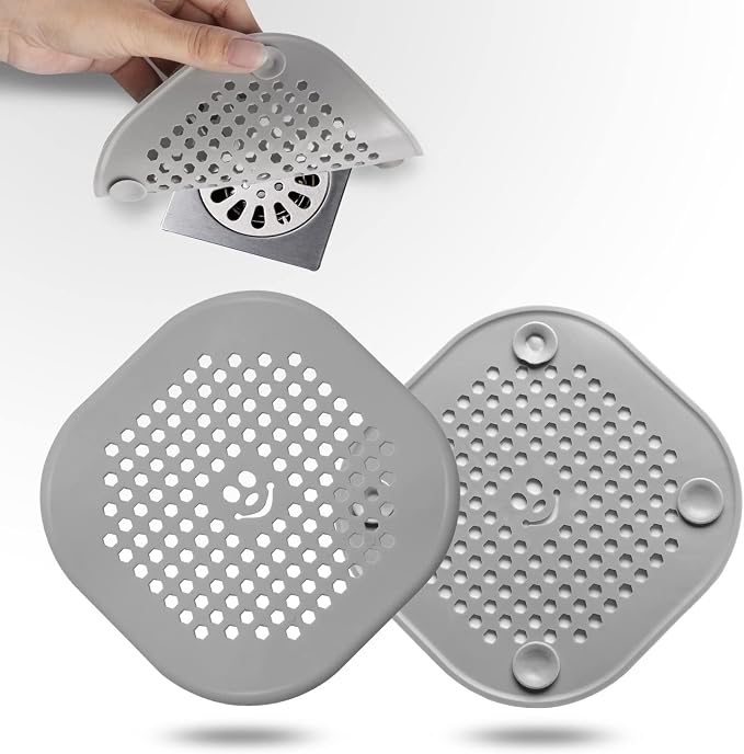 Main product image of 2 Pack Silicone Drain Hair Catchers for Shower, Sink, and Tub, Grey