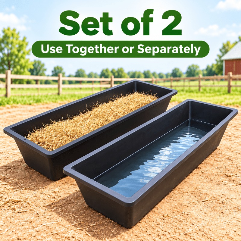 Main product image of 2-Pack Plastic Livestock Feed Troughs, Large Capacity