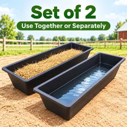 Product image of 2-Pack Plastic Livestock Feed Troughs, Large Capacity