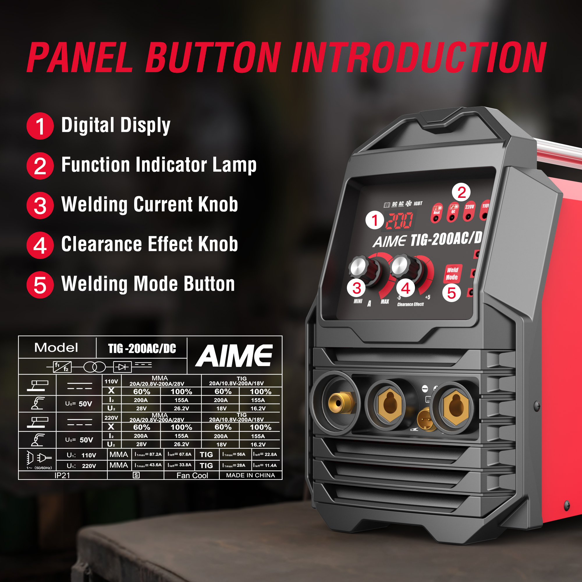 Main product image of 200A ACDC Pulse TIG/MMA Welder, Dual Voltage, IGBT Inverter