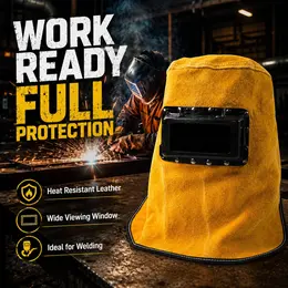 Product image of Welding Helmet with Leather Hood and Sweat-Absorbing Liner