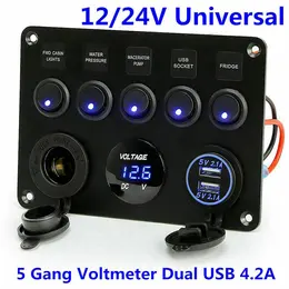 Product image of 5 Gang 12V 24V LED Light Control Panel, Waterproof