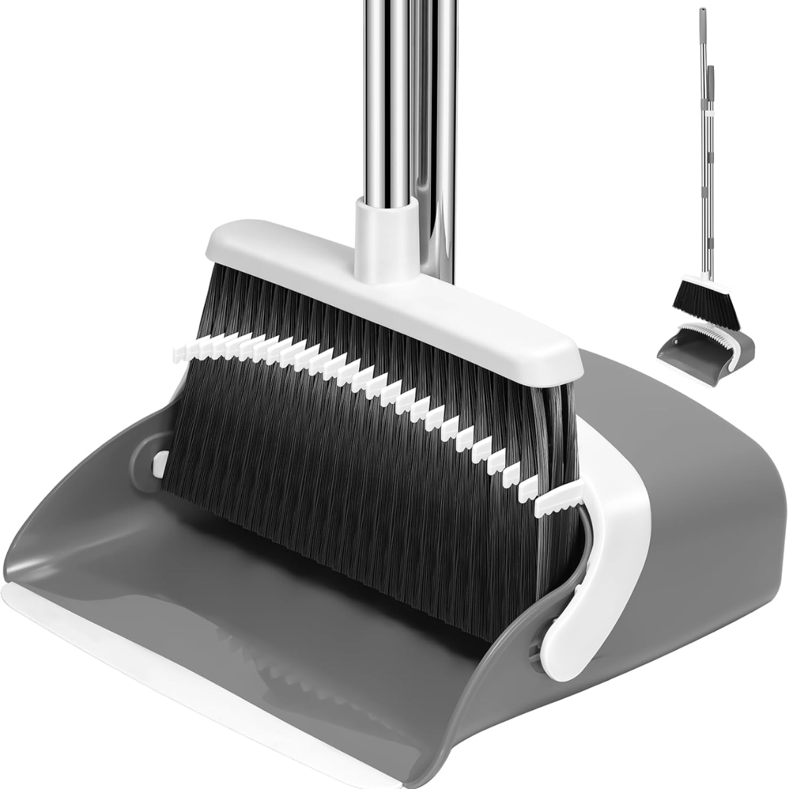Main product image of Broom and Dustpan Set, 52-Inch Adjustable Handle, Grey/White