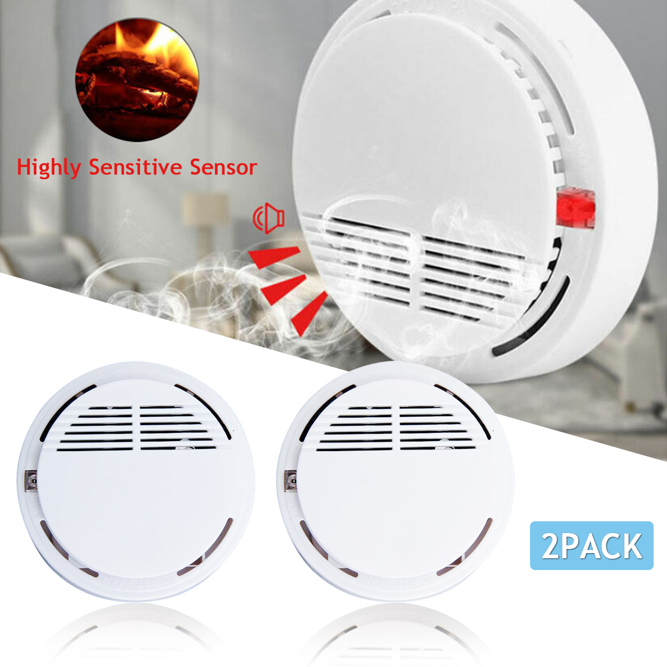 Main product image of Smoke Detector, Photoelectric Sensor, 9V Battery Operated