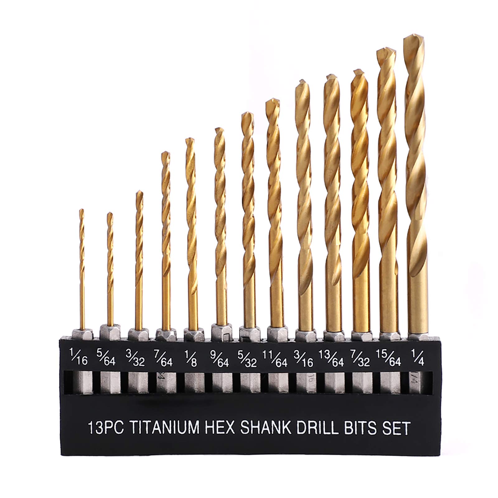 Main product image of Fitt High-Speed Steel 13-Piece Twist Drill Set, Hex Shank, Titanium Plated