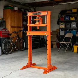 Product image of 12 Ton H-Frame Hydraulic Shop Press, Adjustable Bed, With Plates