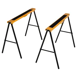 Product image of 2-Pack Folding Metal Sawhorses with Non-Slip EVA Surface, 125kg Capacity