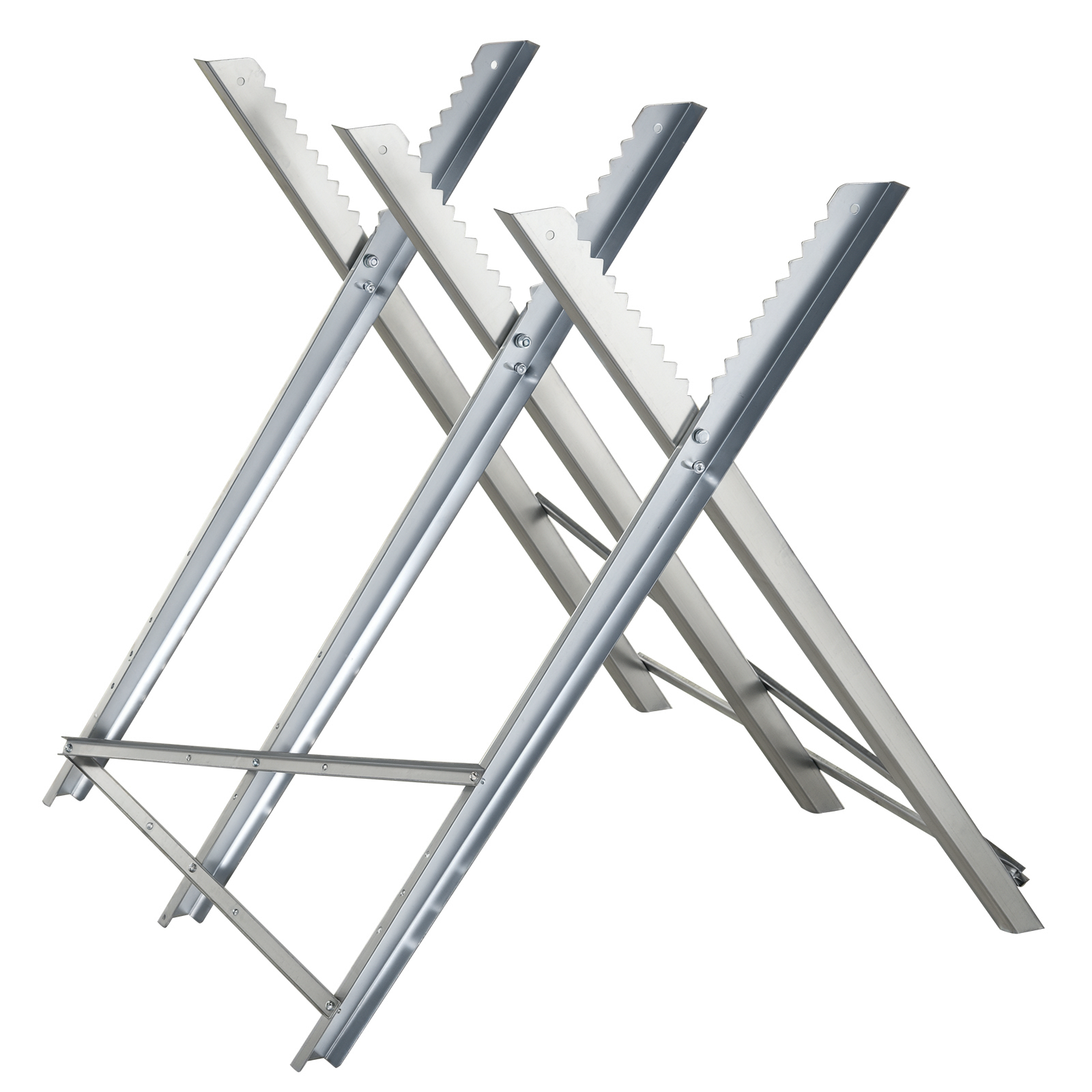 Main product image of Portable Steel Adjustable Foldable Sawhorse, 100 kg Capacity, Silver