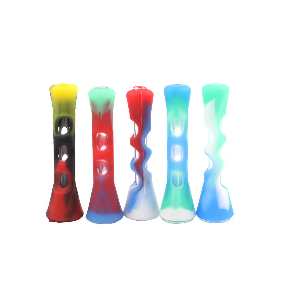 Main product image of Horn Silicone Pipe with Camouflage Glass Components