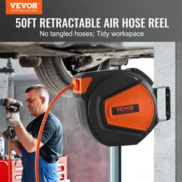 Product image of VEVOR Retractable Air Hose Reel, 3/8 in. x 50 ft., 300 PSI, 5 ft. Lead-In, 180° Swivel Mount