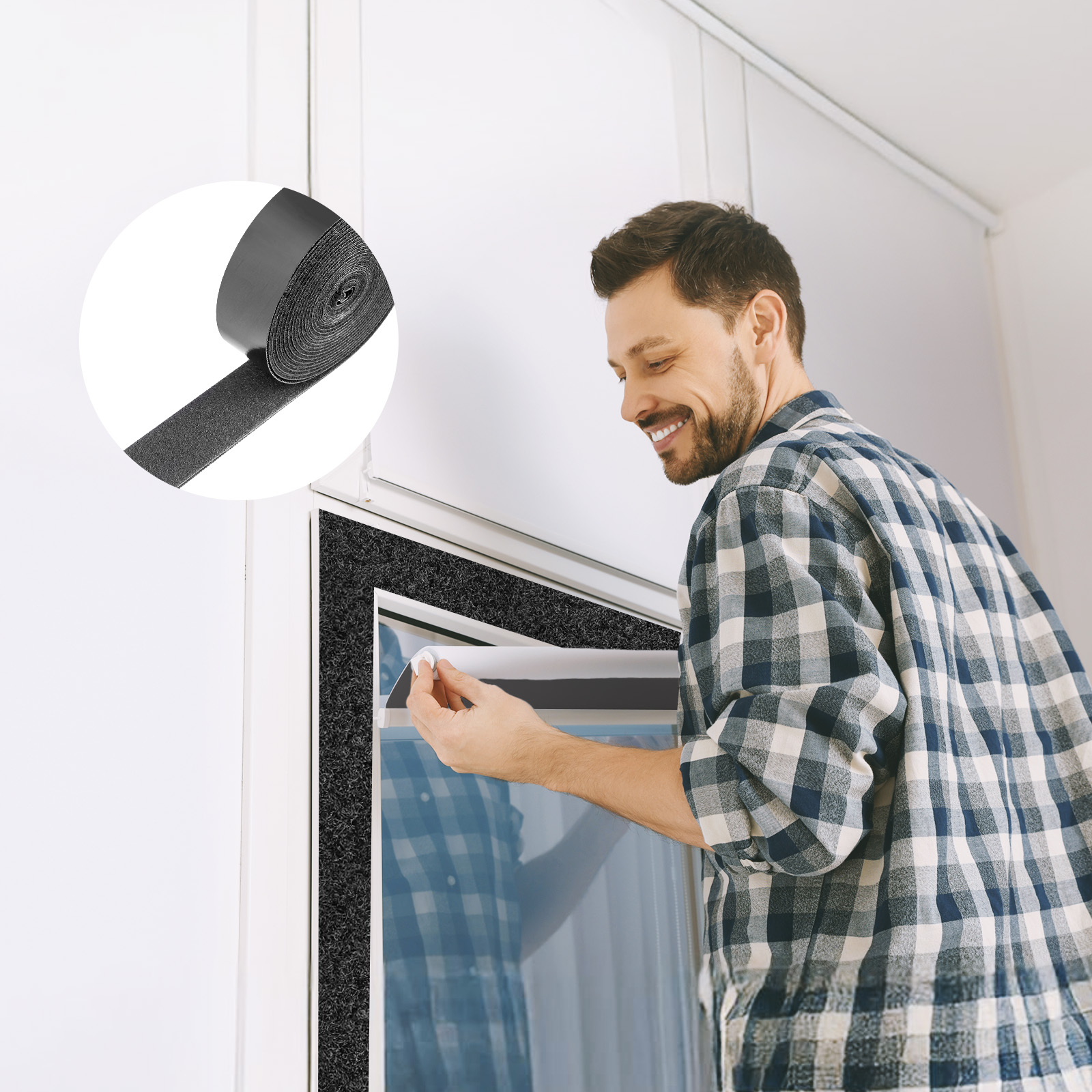 Main product image of 16 Ft x 1.5 In Black Nylon Self-Adhesive Hook and Loop Tape Roll