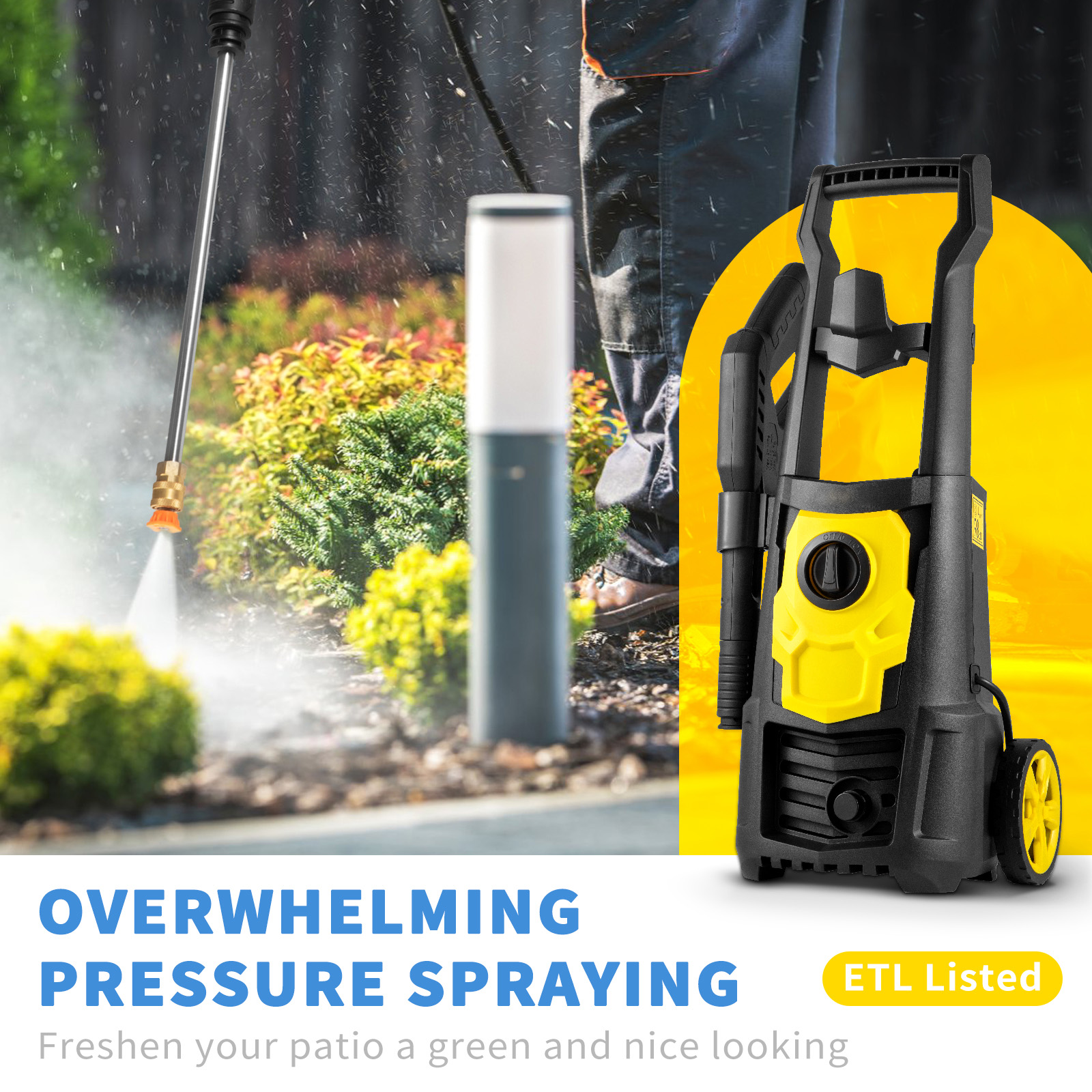 Main product image of VEVOR Electric Pressure Washer, 2000 PSI, 1.65 GPM, 30 ft Hose & Reel