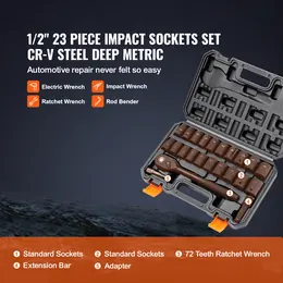 Product image of VEVOR 23-Piece SAE 6-Point Cr-V Drive Impact Socket Set