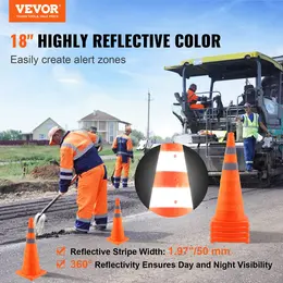 Product image of VEVOR 28 Inch Collapsible Safety Cones, 4-Pack, Reflective Collars, Storage Bag